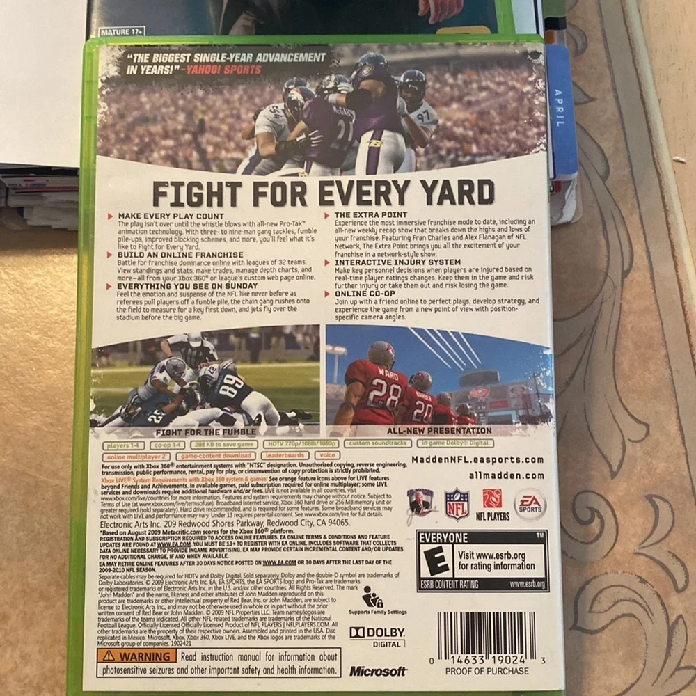XBOX 360 Madden NFL 10 game